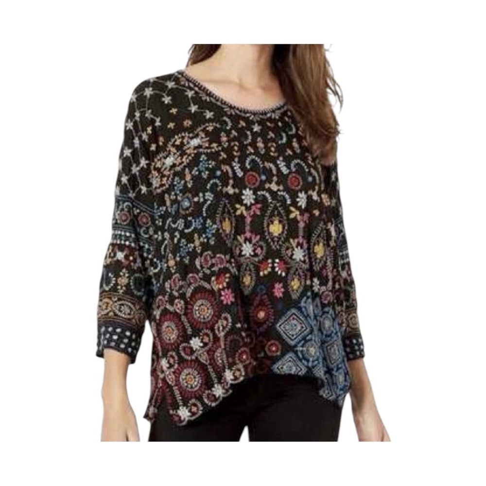 JOHNNY‎ WAS ZORA HEAVILY EMBROIDERED TUNIC Top Women's SMALL Boho RARE $348